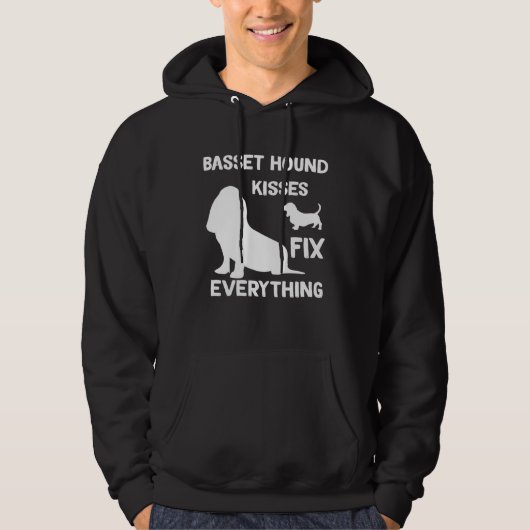 Basset Hound kisses fix everything Basset Hound mo Hoodie (Vorderseite)