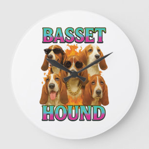 Basset Hound Kopie Große Wanduhr