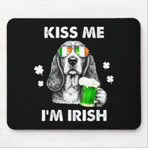 Basset Hound Kuss irischer lustiger Hund St. Patri Mousepad
