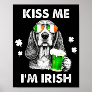 Basset Hound Kuss Irish lustiger Hund St. Patricks Poster