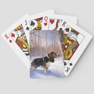 Basset Hound Lass es schneien Weihnachten Spielkarten