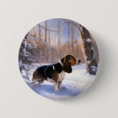 Basset Hound lassen es schneeweihen Button (Vorderseite)