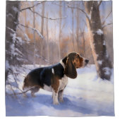 Basset Hound lassen es schneeweihen Duschvorhang (Vorderseite)