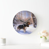 Basset Hound lassen es schneeweihen Große Wanduhr (Zuhause)