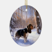 Basset Hound lassen es schneeweihen Keramik Ornament (Rechts)