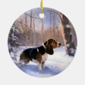 Basset Hound lassen es schneeweihen Keramik Ornament (Hinten)