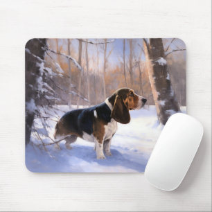 Basset Hound lassen es schneeweihen Mousepad