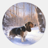 Basset Hound lassen es schneeweihen Runder Aufkleber (Vorderseite)