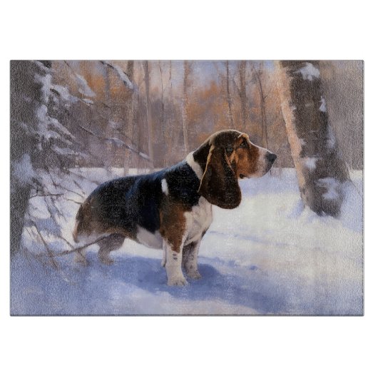 Basset Hound lassen es schneeweihen Schneidebrett (Vorderseite)
