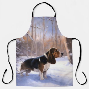 Basset Hound lassen es schneeweihen Schürze
