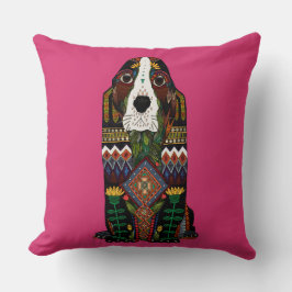 Basset Hound Liebe fuchsienrosa Kissen