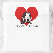 Basset Hound-Liebe Quadratischer Aufkleber (Tasche)