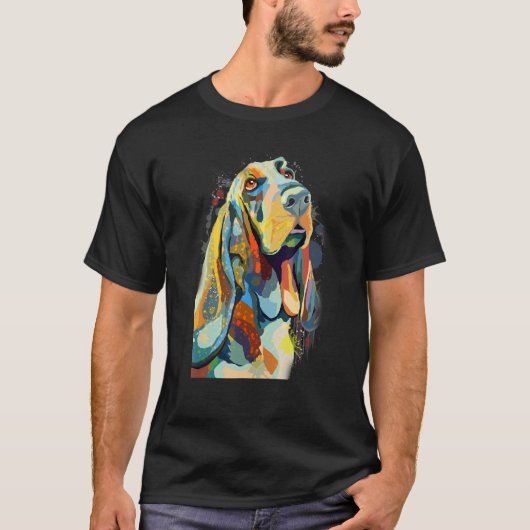 Basset Hound Looking Into Your Eyes Splash Art T-Shirt (Vorderseite)