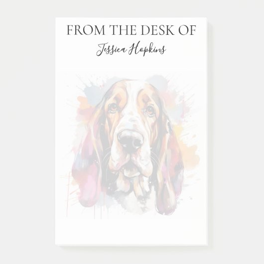 Basset Hound Lover Monogrammed Dog Post-it Klebezettel (Vorderseite)