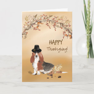 Basset Hound Lustiger Pilgerhut Thanksgiving Karte
