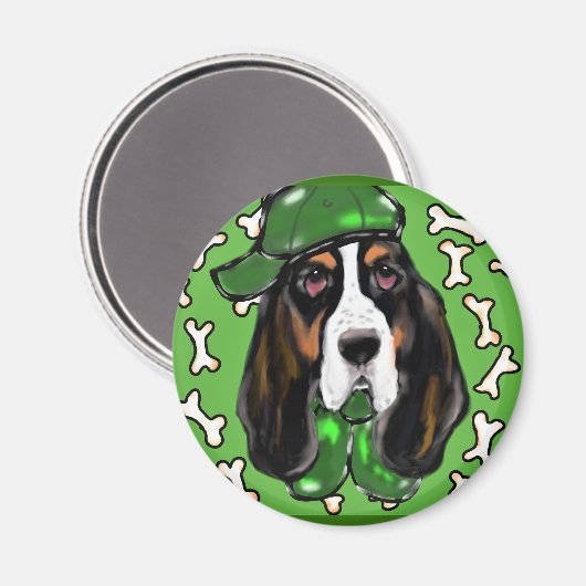 Basset Hound Magnet (Vorderseite/Rückseite)