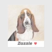 Basset Hound Malerei - Niedliche Original Hunde Ku Aufkleber (Blatt)