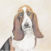 Basset Hound Malerei - Niedliche Original Hunde Ku Aufkleber (Vorderseite)