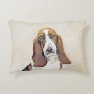 Basset Hound Malerei - Niedliche Original Hunde Ku Dekokissen