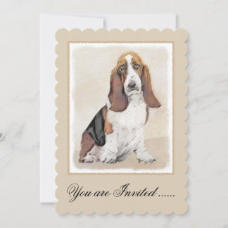 Basset Hound Malerei - Niedliche Original Hunde Ku Einladung