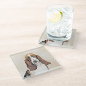 Basset Hound Malerei - Niedliche Original Hunde Ku Glasuntersetzer (Schrägansicht)