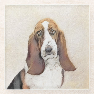 Basset Hound Malerei - Niedliche Original Hunde Ku Glasuntersetzer
