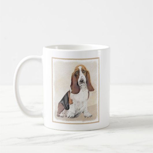 Basset Hound Malerei - Niedliche Original Hunde Ku Kaffeetasse (Links)