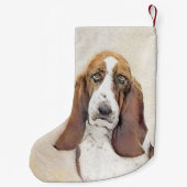 Basset Hound Malerei - Niedliche Original Hunde Ku Kleiner Weihnachtsstrumpf (Rückseite)