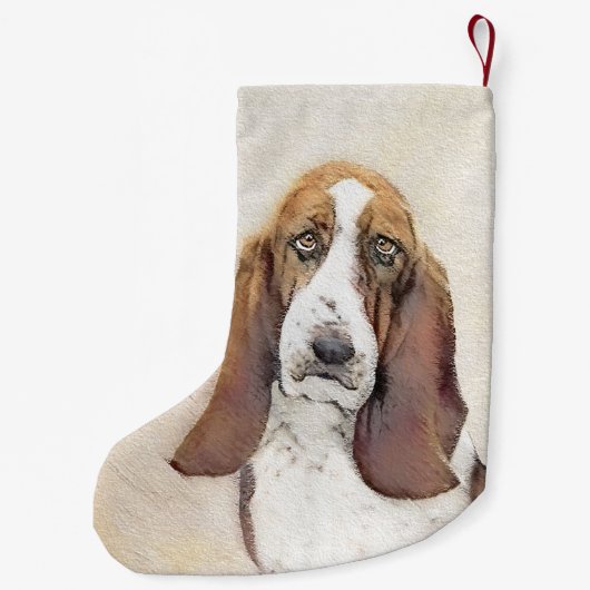 Basset Hound Malerei - Niedliche Original Hunde Ku Kleiner Weihnachtsstrumpf (Rückseite)