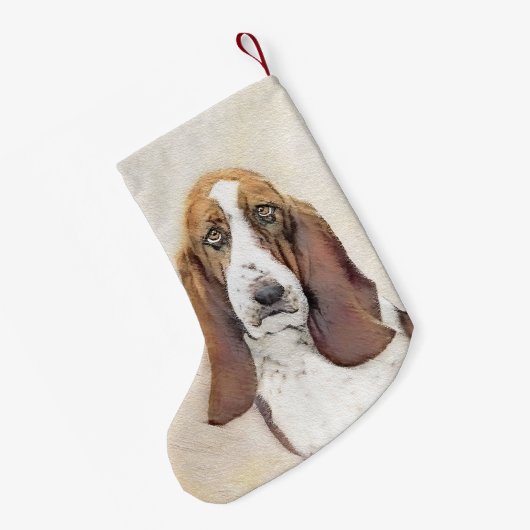 Basset Hound Malerei - Niedliche Original Hunde Ku Kleiner Weihnachtsstrumpf (Rückseite (Hängend))