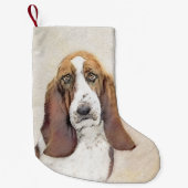 Basset Hound Malerei - Niedliche Original Hunde Ku Kleiner Weihnachtsstrumpf (Vorderseite)
