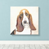Basset Hound Malerei - Niedliche Original Hunde Ku Leinwanddruck (Insitu (Holzboden))
