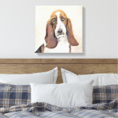 Basset Hound Malerei - Niedliche Original Hunde Ku Leinwanddruck (Insitu (Schlafzimmer))