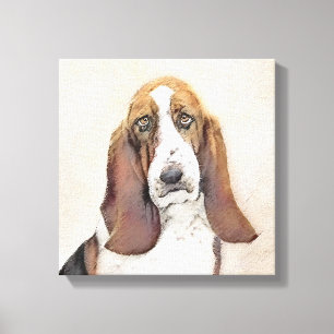 Basset Hound Malerei - Niedliche Original Hunde Ku Leinwanddruck