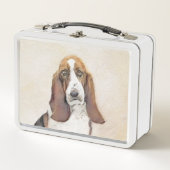 Basset Hound Malerei - Niedliche Original Hunde Ku Metall Brotdose (Vorderseite)