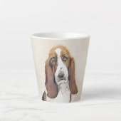 Basset Hound Malerei - Niedliche Original Hunde Ku Milchtasse (Vorderseite)
