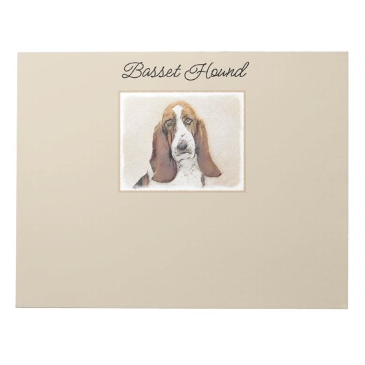 Basset Hound Malerei - Niedliche Original Hunde Ku Notizblock (Vorderseite)