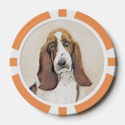 Basset Hound Malerei - Niedliche Original Hunde Ku Pokerchips (Vorderseite)