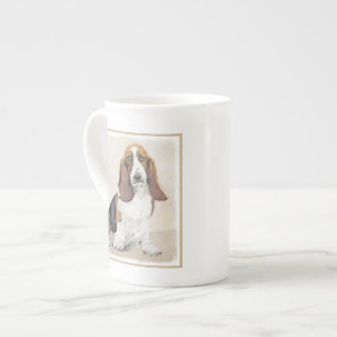 Basset Hound Malerei - Niedliche Original Hunde Ku Porzellantasse
