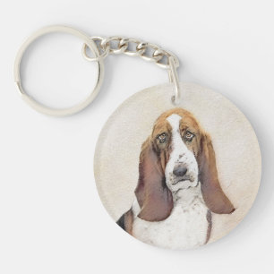 Basset Hound Malerei - Niedliche Original Hunde Ku Schlüsselanhänger