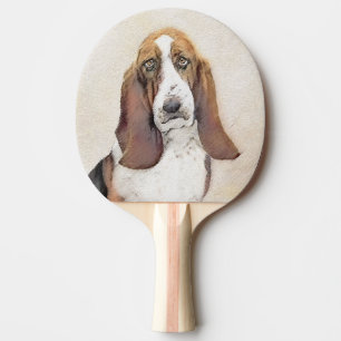 Basset Hound Malerei - Niedliche Original Hunde Ku Tischtennis Schläger