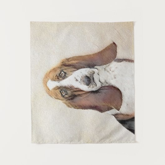 Basset Hound Malerei - Niedliche Original Hunde Ku Wandteppich (Vorderseite)