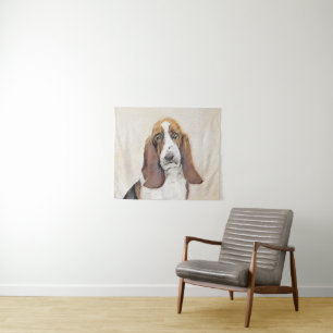 Basset Hound Malerei - Niedliche Original Hunde Ku Wandteppich