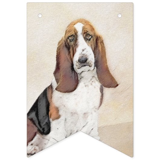 Basset Hound Malerei - Niedliche Original Hunde Ku Wimpelkette (Erste Fahne)