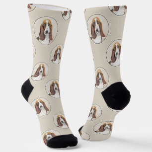 Basset Hound Malerei Tri Tri-color Niedlich Hunde  Socken