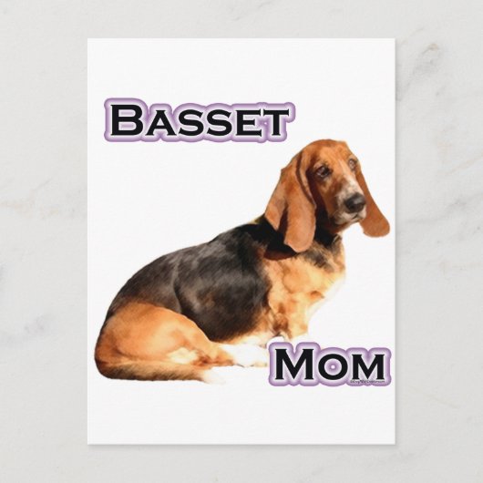 Basset Hound Mama 4 Postkarte (Vorderseite)