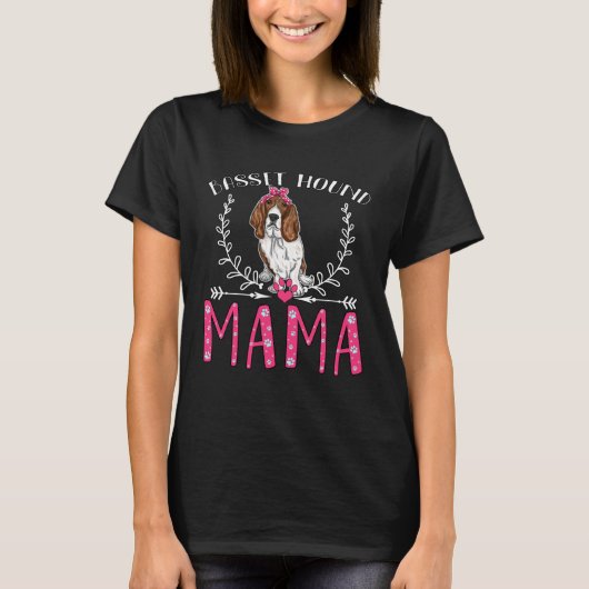 Basset Hound Mama Love Dogs  Womens Mother Day T-Shirt (Vorderseite)