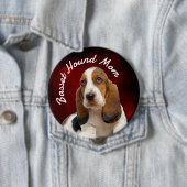 Basset-Hound-Mama mit roter Hintergrundtaste Button (Beispiel)