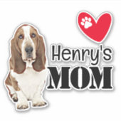 Basset Hound Mama Personalisiert Sticker (Vorderseite)