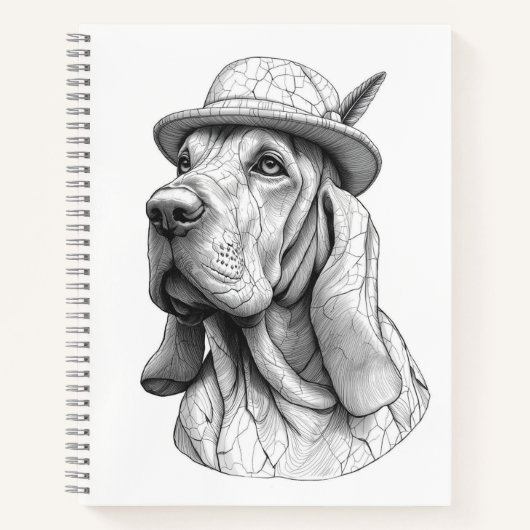 Basset Hound Marble Statue Antique Style Notebook Notizblock (Vorderseite)